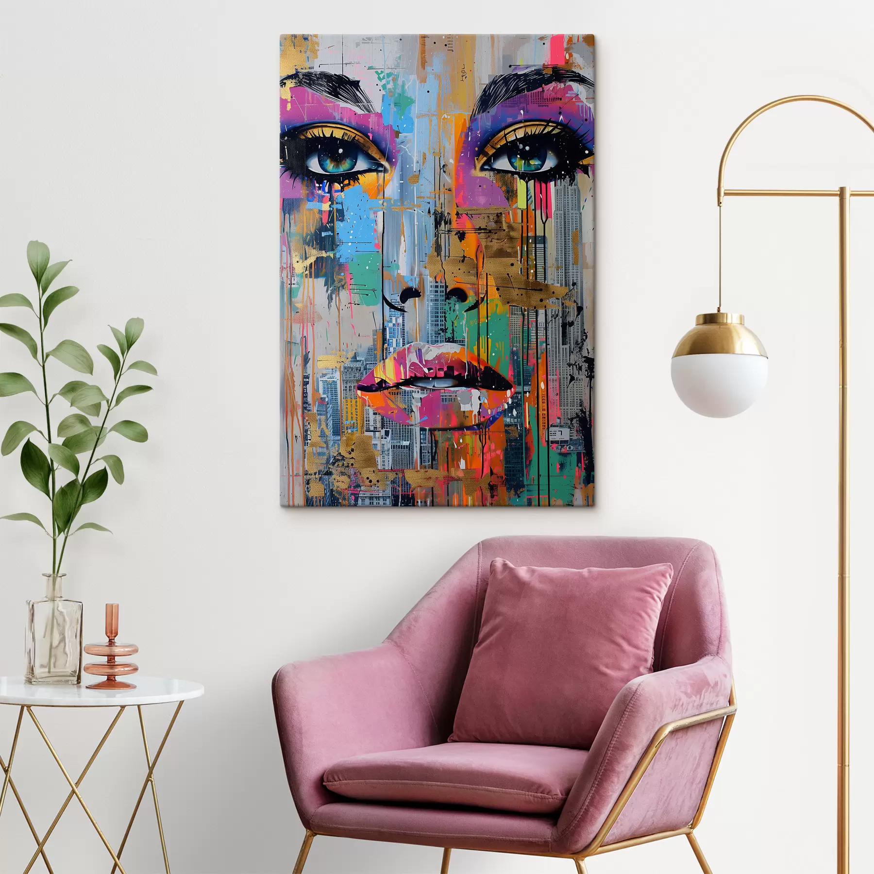 Fototapete Blaue Augen und Blick auf die Stadt s39800