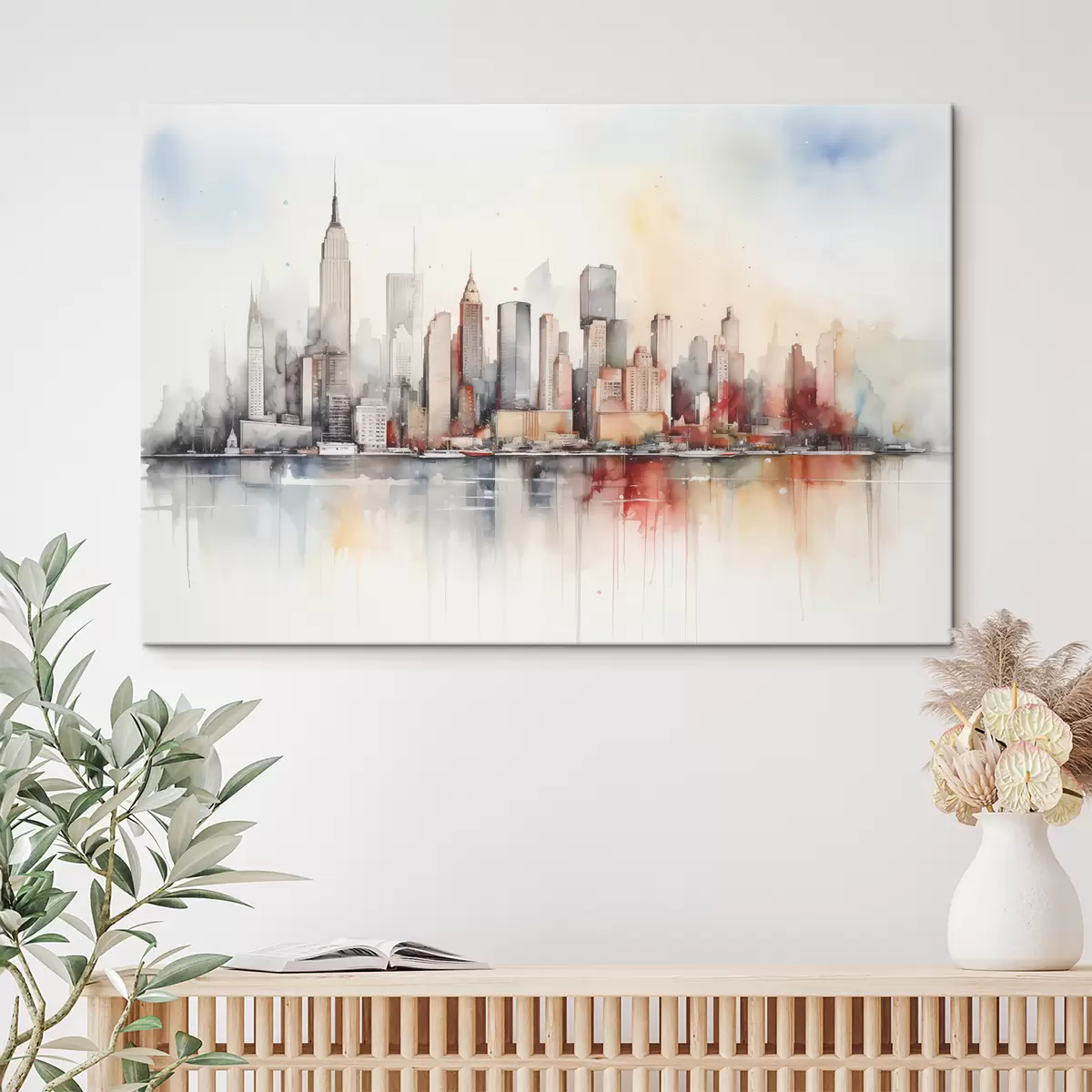 Wandbilder Blick auf New York City, Gebäudesilhouetten, Aquarell s39828