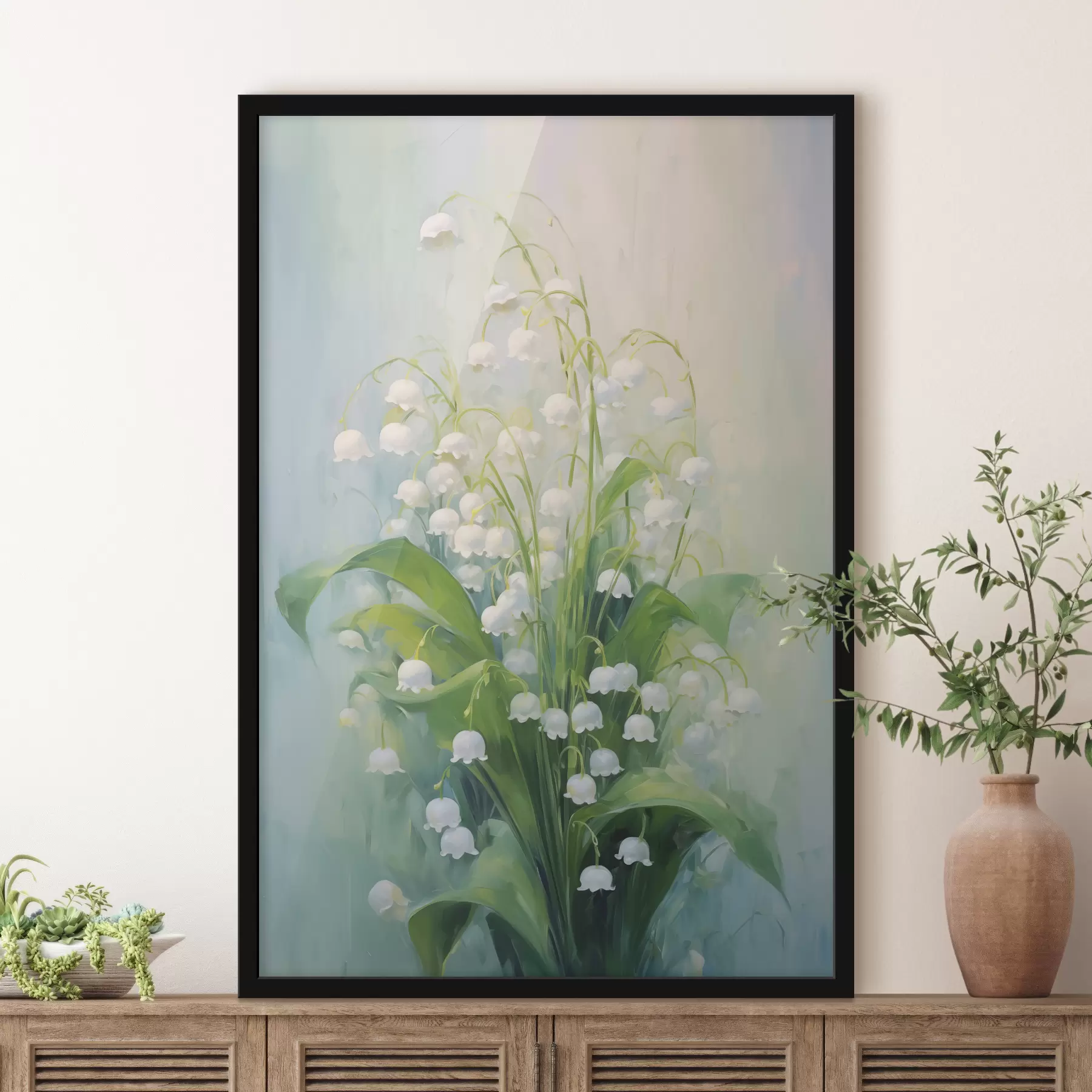 Wandbilder Ölgemälde „Weiße Maiglöckchen“ f39827