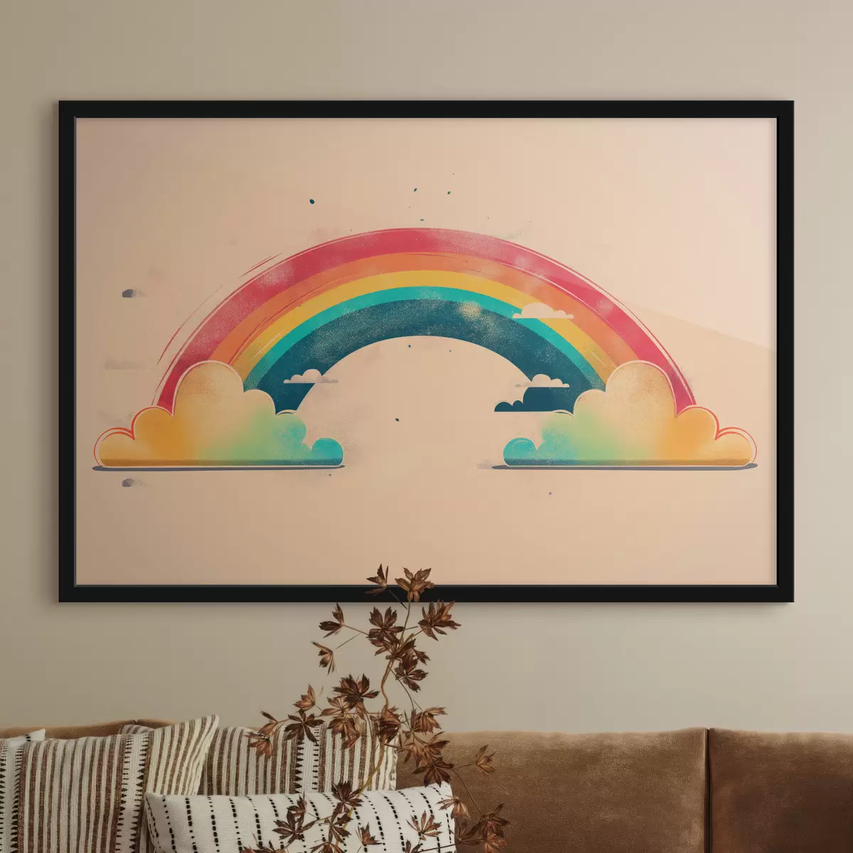 Poster Heller Regenbogen, Wolken f39945