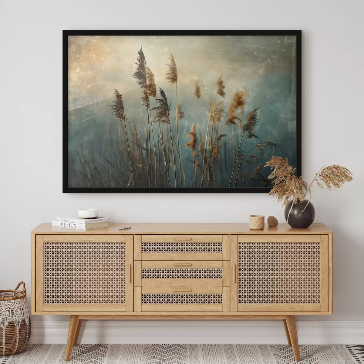 Poster Schilfrohr,blaue Farbe,antik f39946