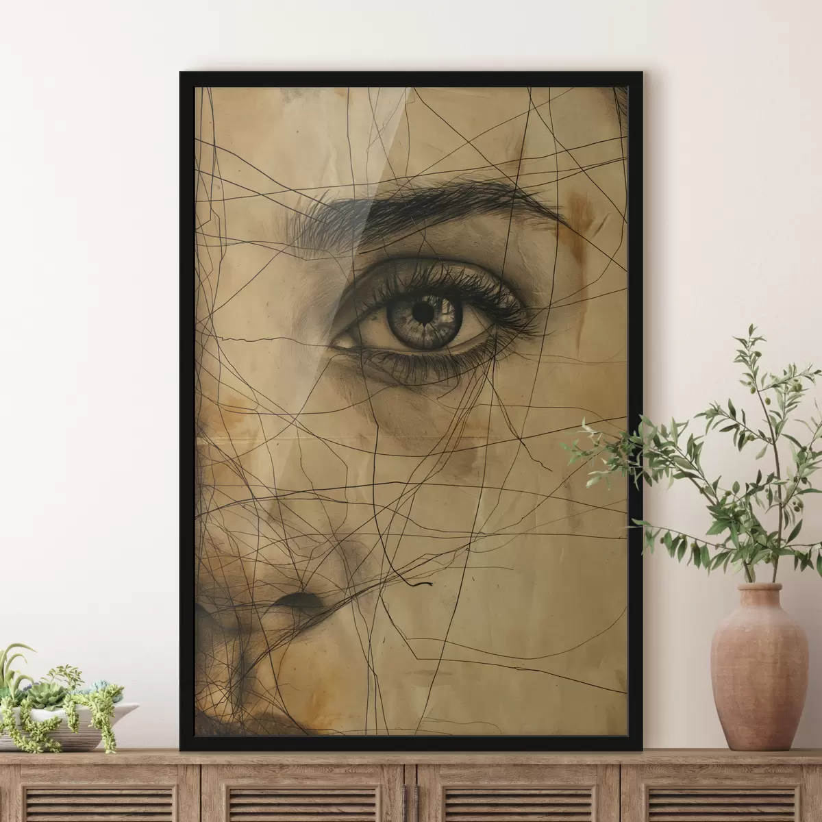 Poster Linien, Bleistift, Abstraktion, antik, Mädchen f39960