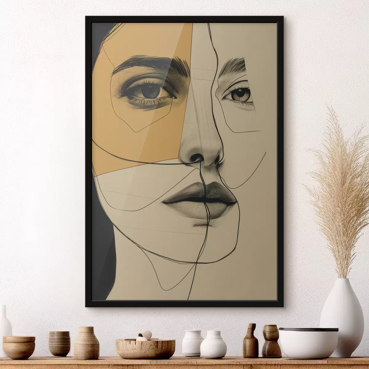 Poster Linien, Bleistift, Abstraktion, antik, Mädchen f39963