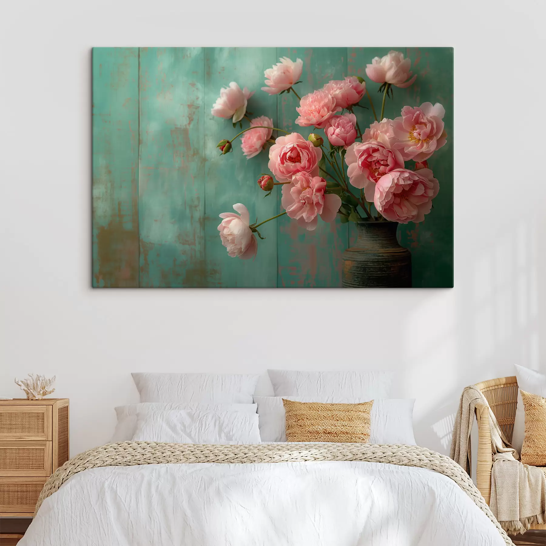 Fototapete Rosa Blumen, Holz, antik s39957