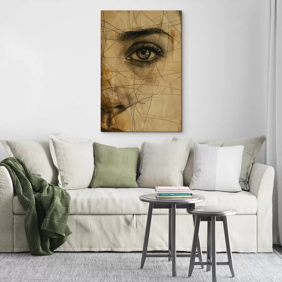 Wandbilder Linien, Bleistift, Abstraktion, antik, Mädchen s39960