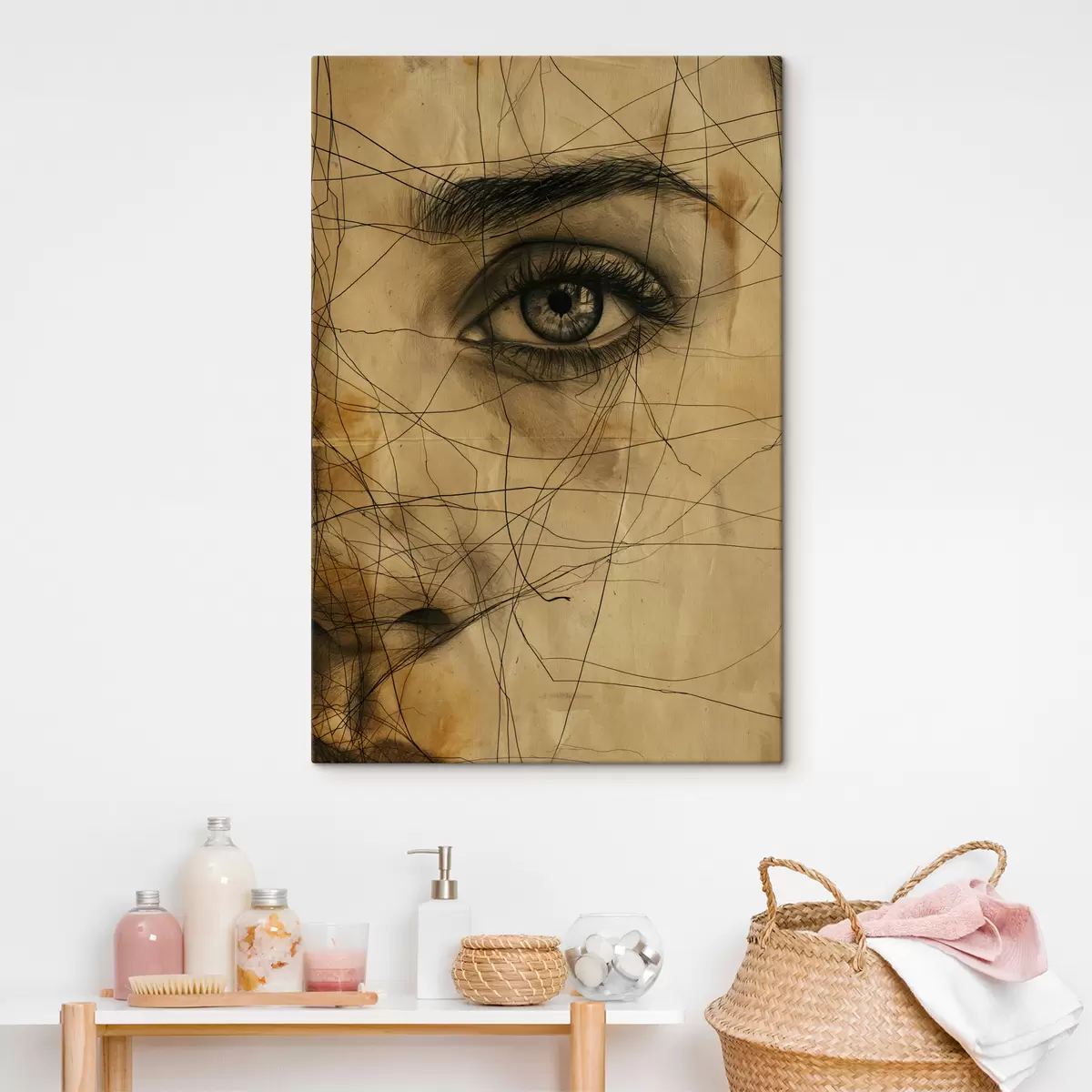 Wandbilder Linien, Bleistift, Abstraktion, antik, Mädchen s39960