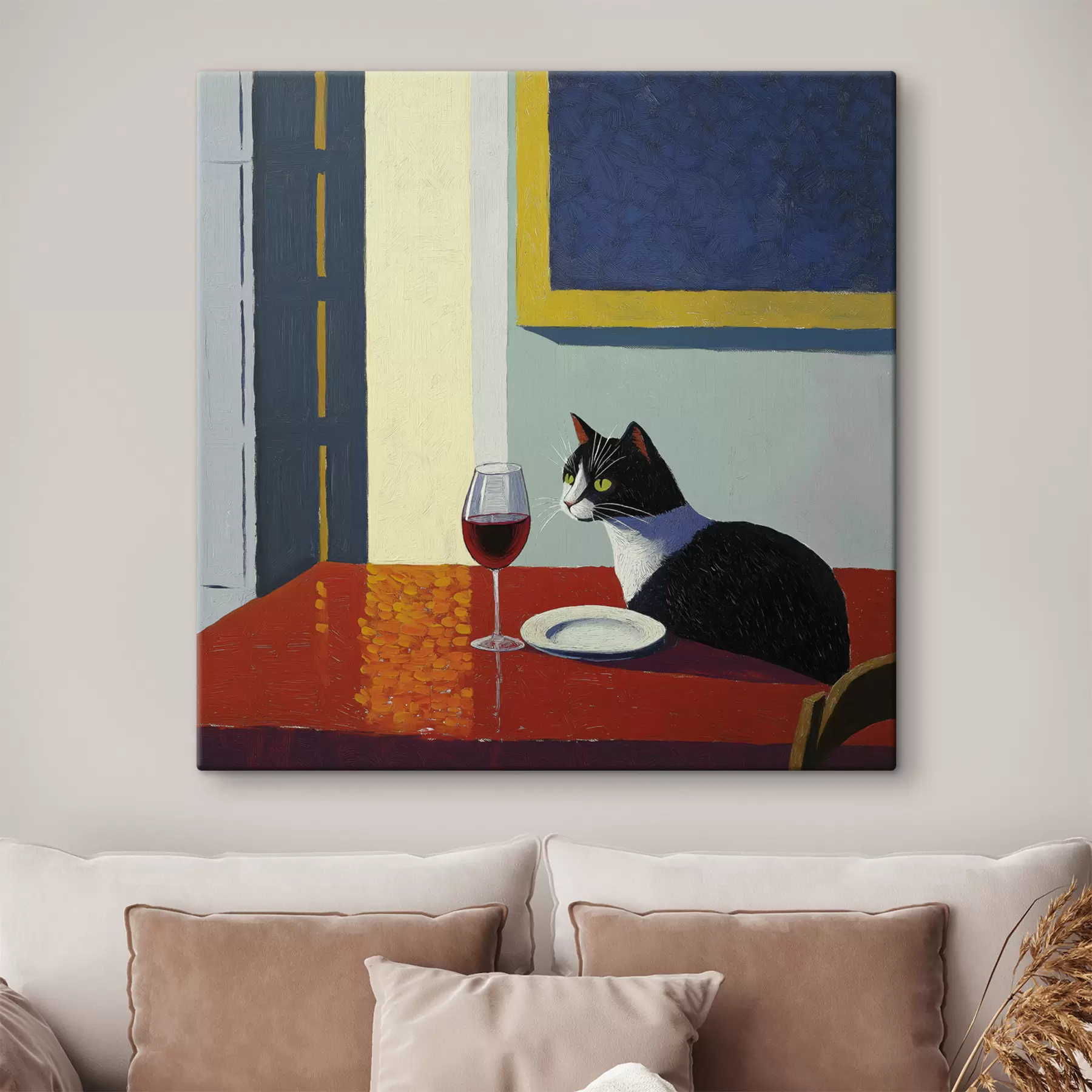 Fototapete Eine Katze und ein Glas Wein s39913