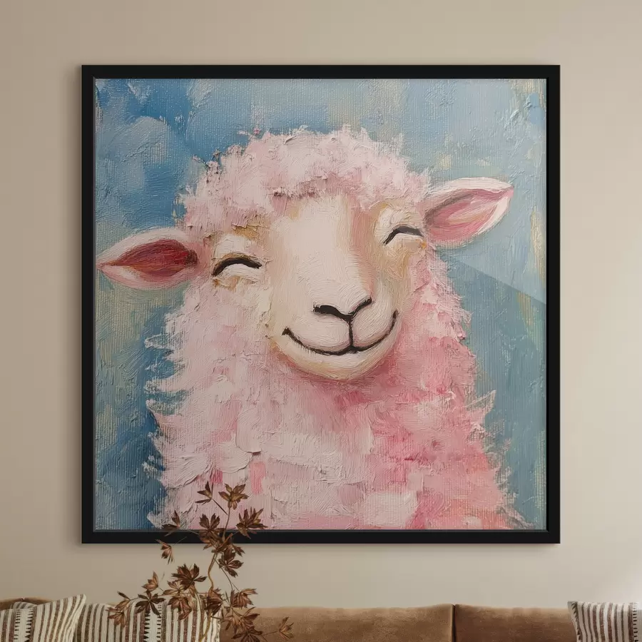 Fototapete Fröhlicher Widder mit rosa Wolle f39911