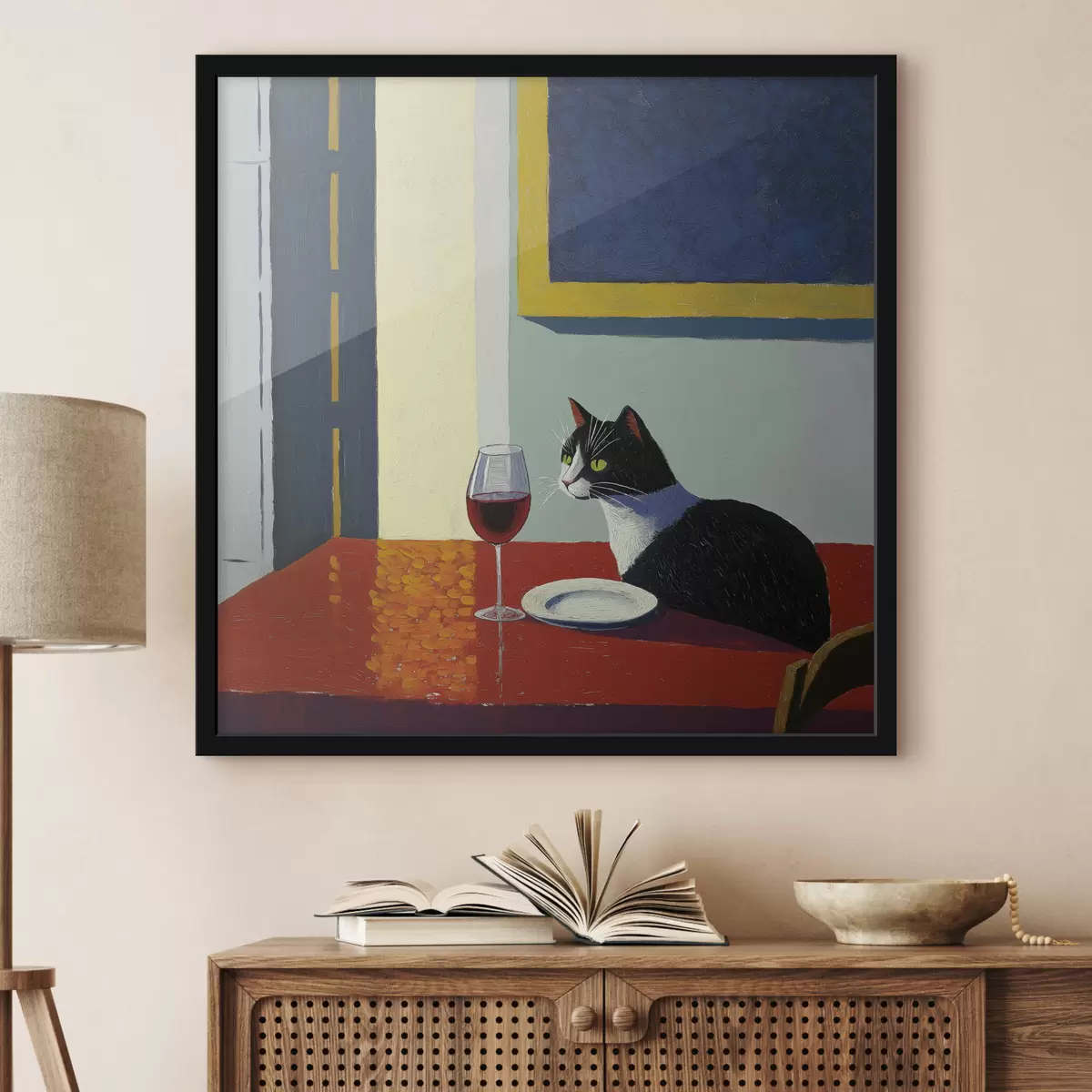 Poster Eine Katze und ein Glas Wein f39913