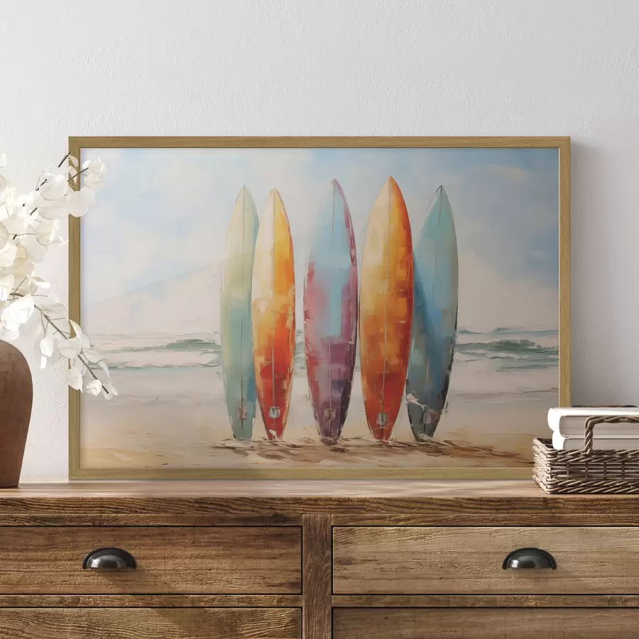 Fototapete Surfbretter am Strand malen f39938