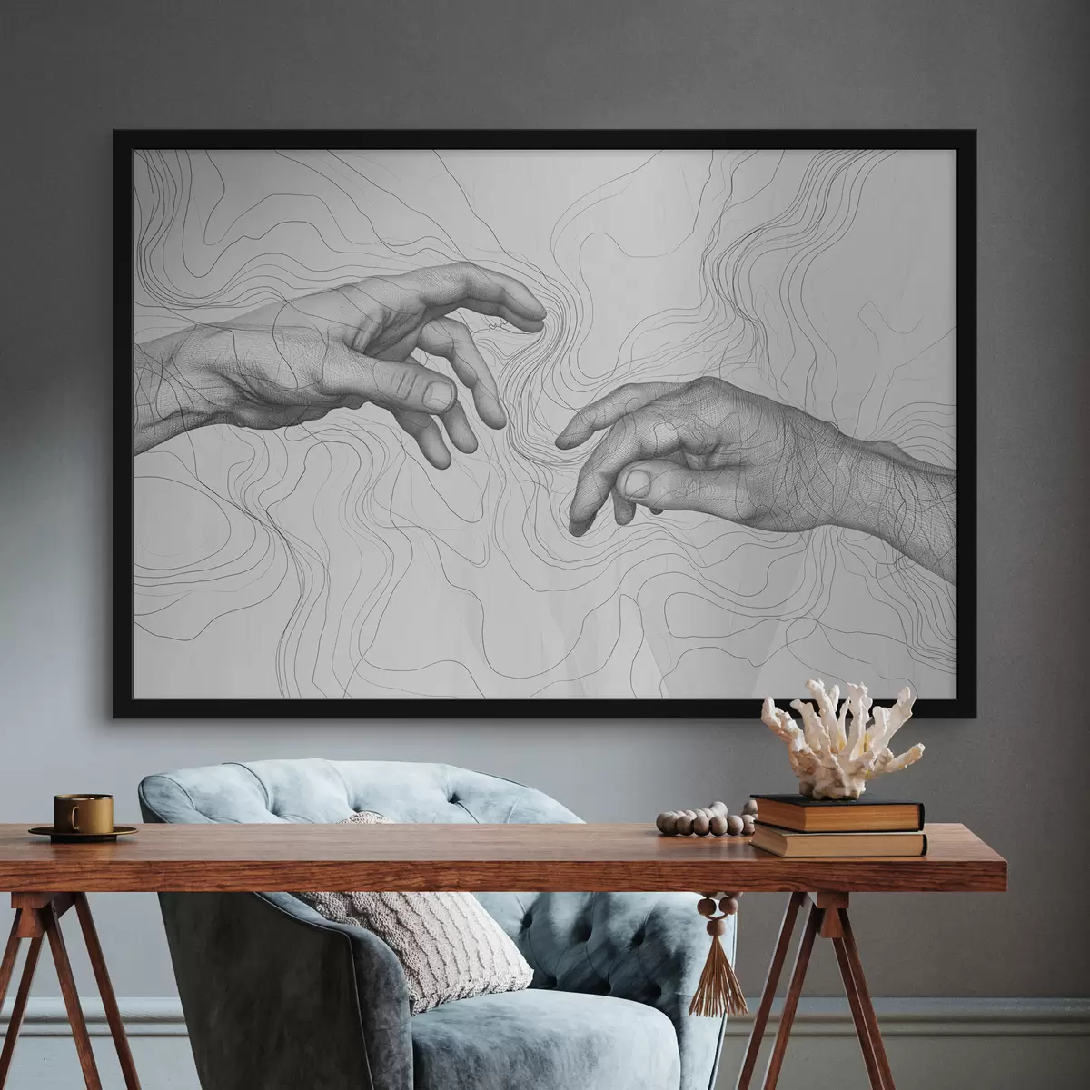 Poster Hände, Abstraktion, Strichzeichnung f39999