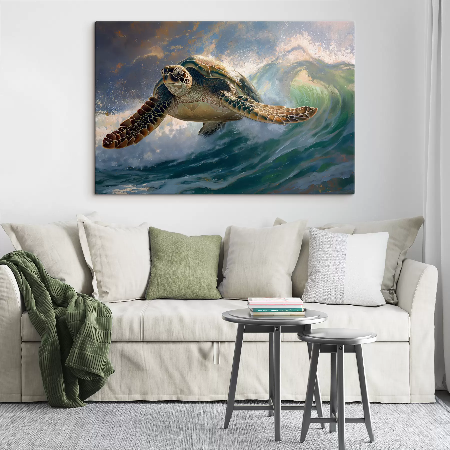 Fototapete Schildkröte, Wasser, grün, blau s40001