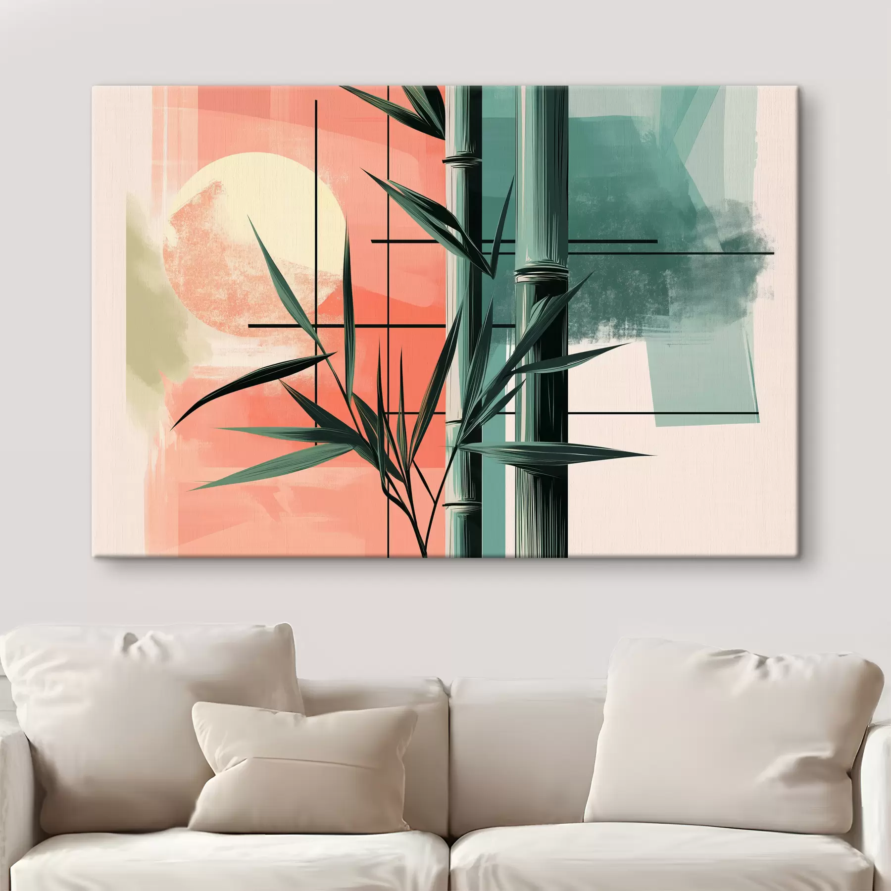 Fototapete Abstrakt mit Bambus und Sonne s39898