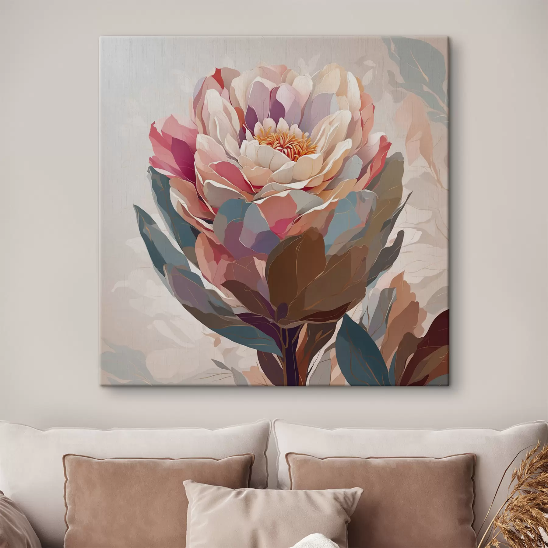 Wandbilder Blume mit bunten Blütenblättern s40060