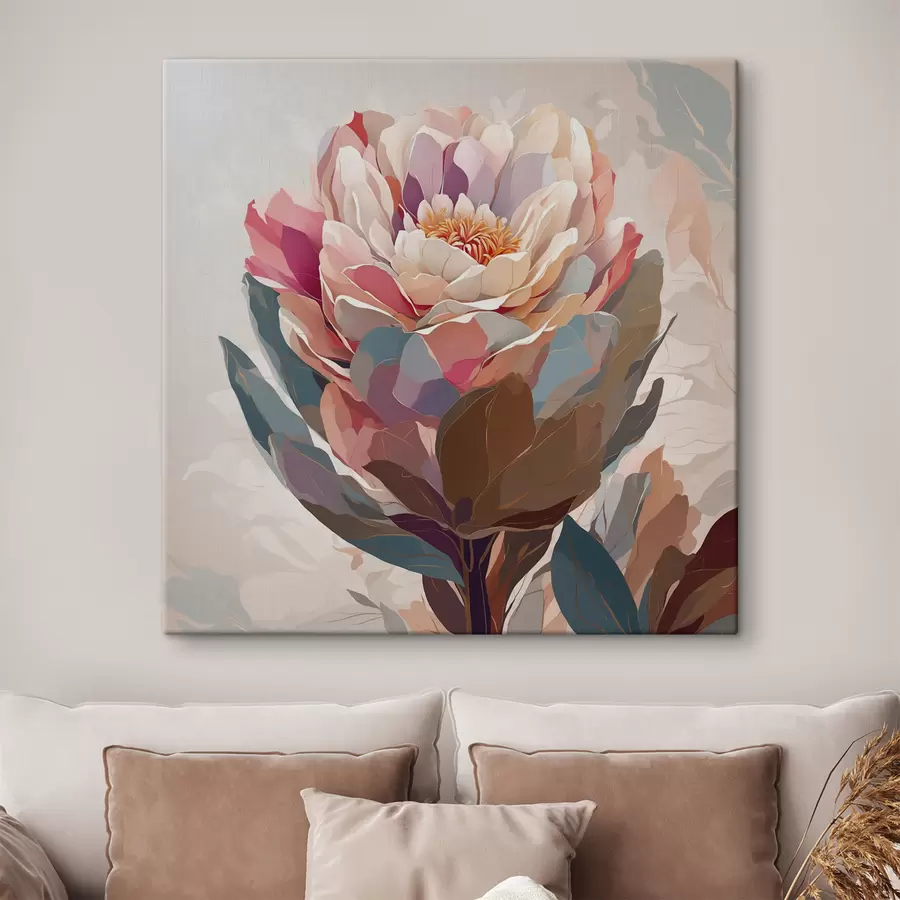 Wandbilder Blume mit bunten Blütenblättern s40060