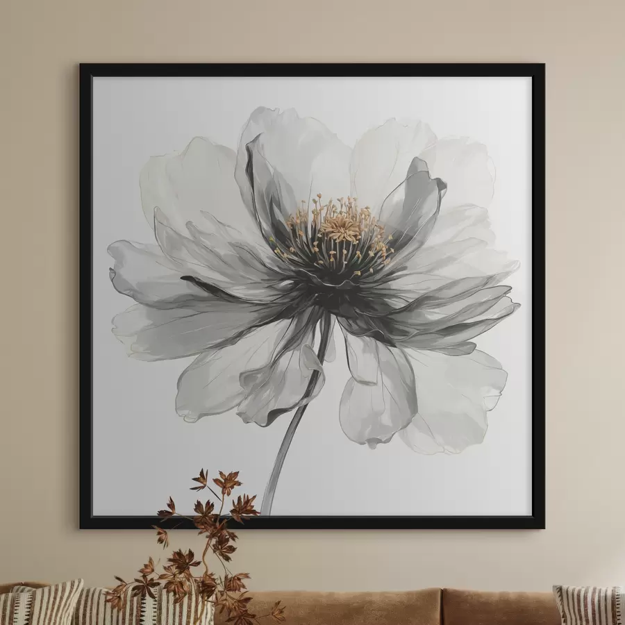 Fototapete Transparente schwarze Blume auf weißem Hintergrund f40066