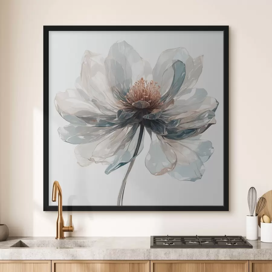 Fototapete Transparente blaue Blume auf weißem Hintergrund f40067