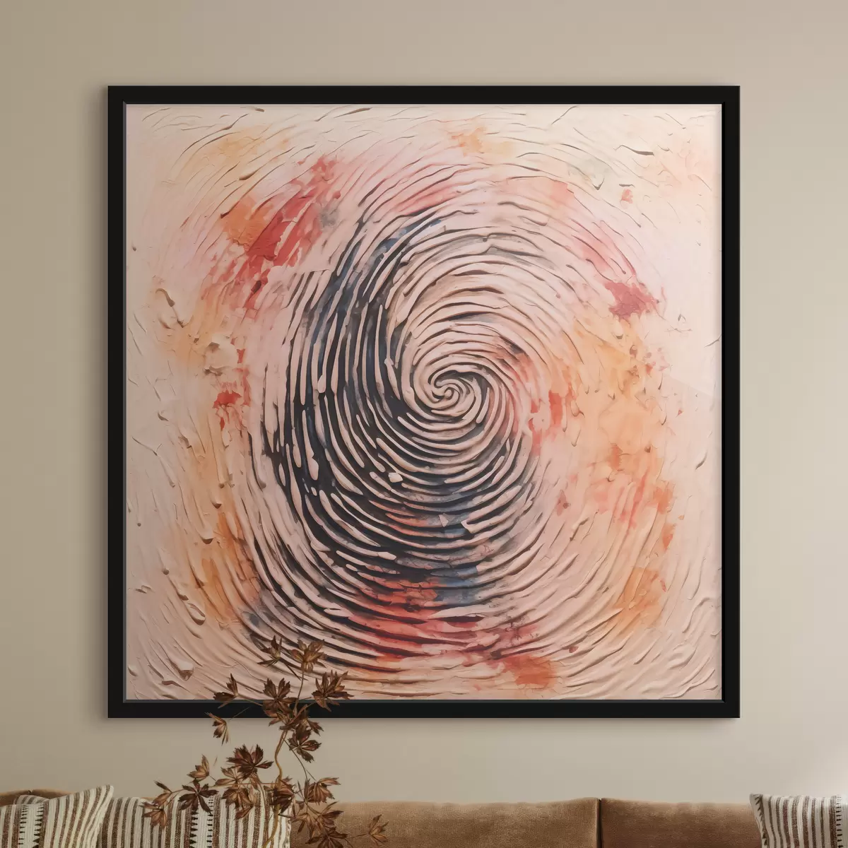 Poster Fingerabdruck in Farbe, beige, rot, orange, gelb, schwarz f40105