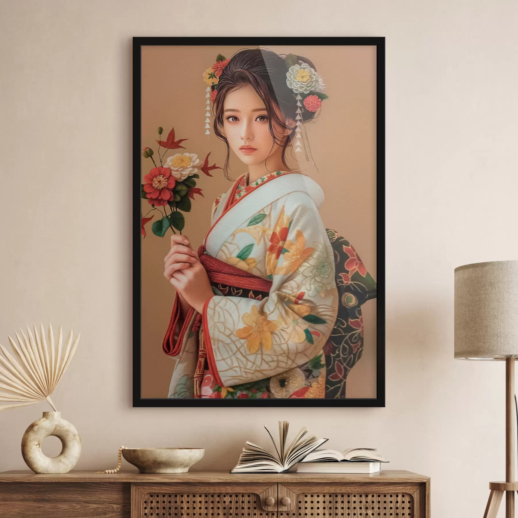 Fototapete Japanerin in einem wunderschönen Kimono f40108