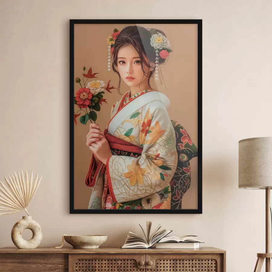 Fototapete Japanerin in einem wunderschönen Kimono f40108