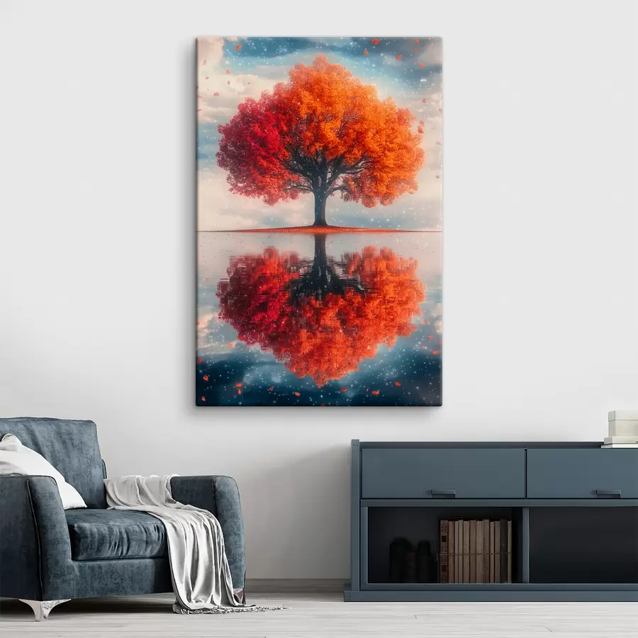 Wandbilder Baum mit Spiegelung im Wasser s40126