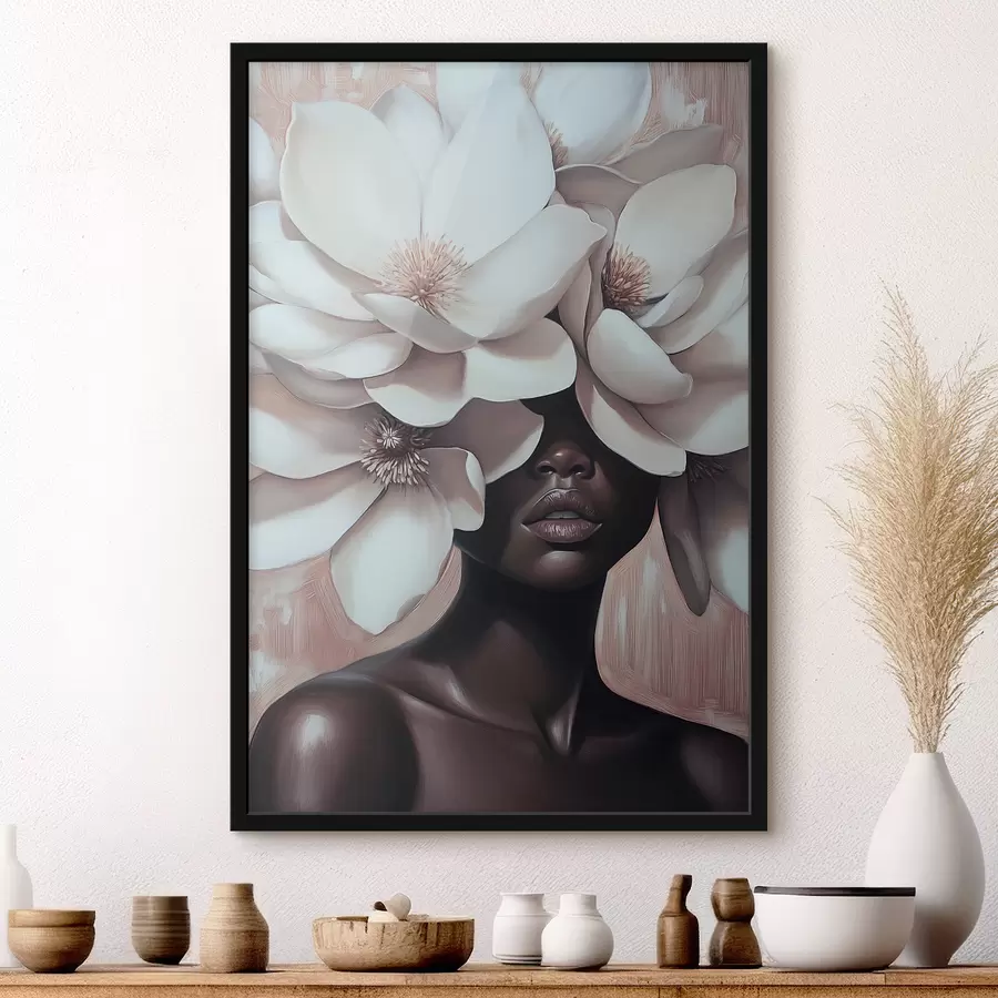 Fototapete Eine Frau mit Blumen auf dem Kopf f39899