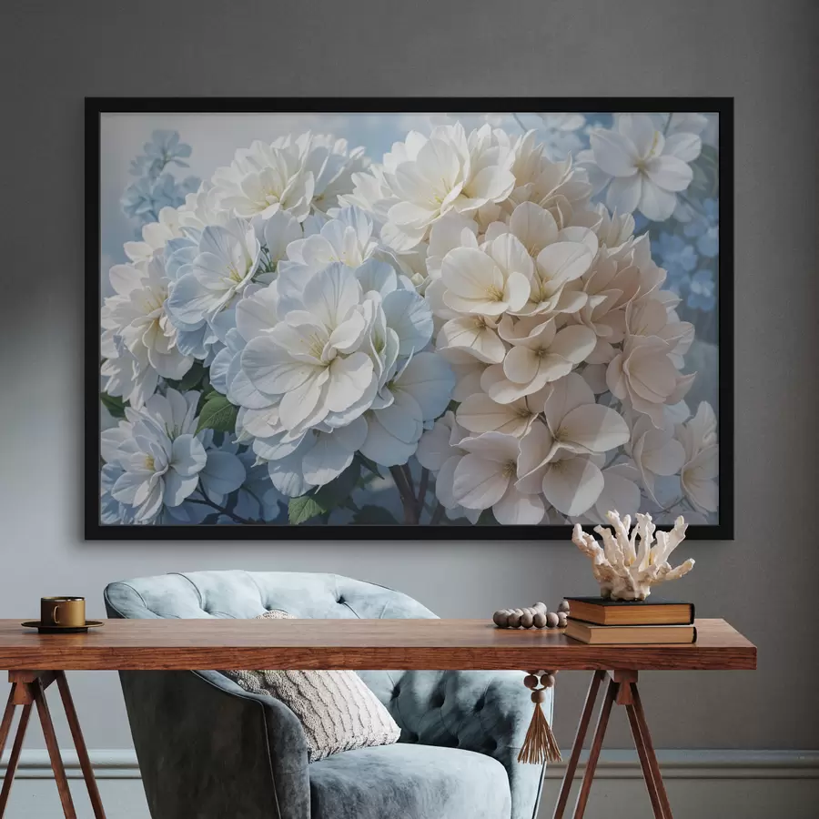 Fototapete Zarte, pastellfarbene Dahlienblüten mit zarten Blütenblättern blühen vor einem unscharfen Hintergrund f40146