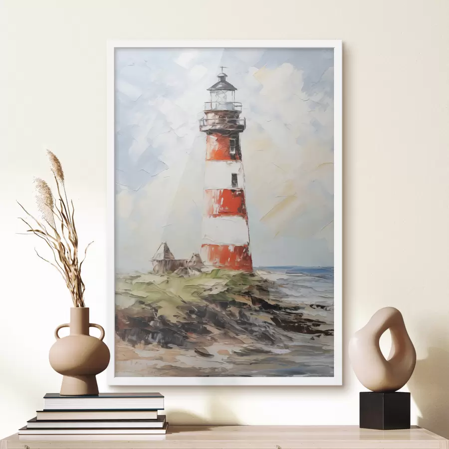 Fototapete Leuchtturm auf der Insel Malerei f40223