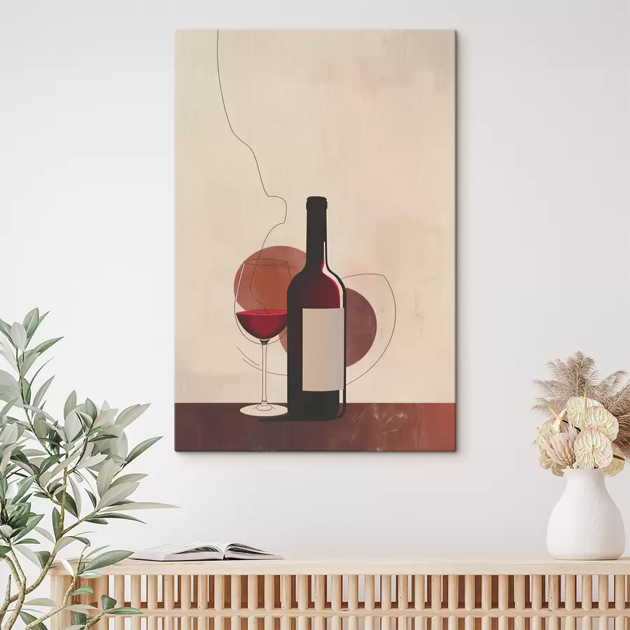 Fototapete Flasche Wein und Glas mit Wein s40191