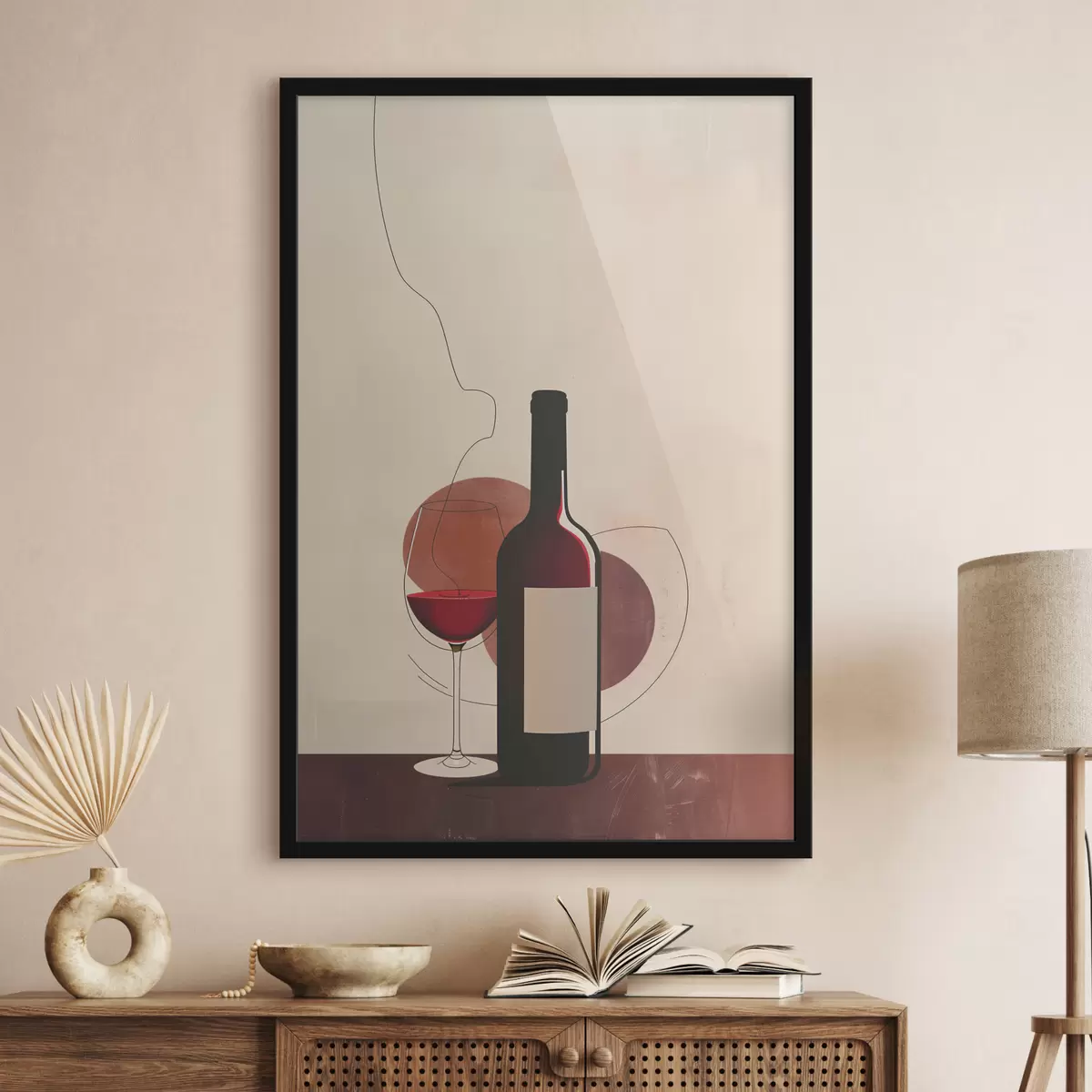 Poster Flasche Wein und Glas mit Wein f40191