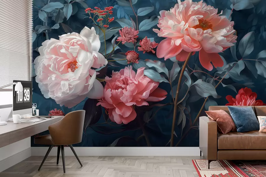 Fototapete Mitternachtspfingstrosenblüten w01392