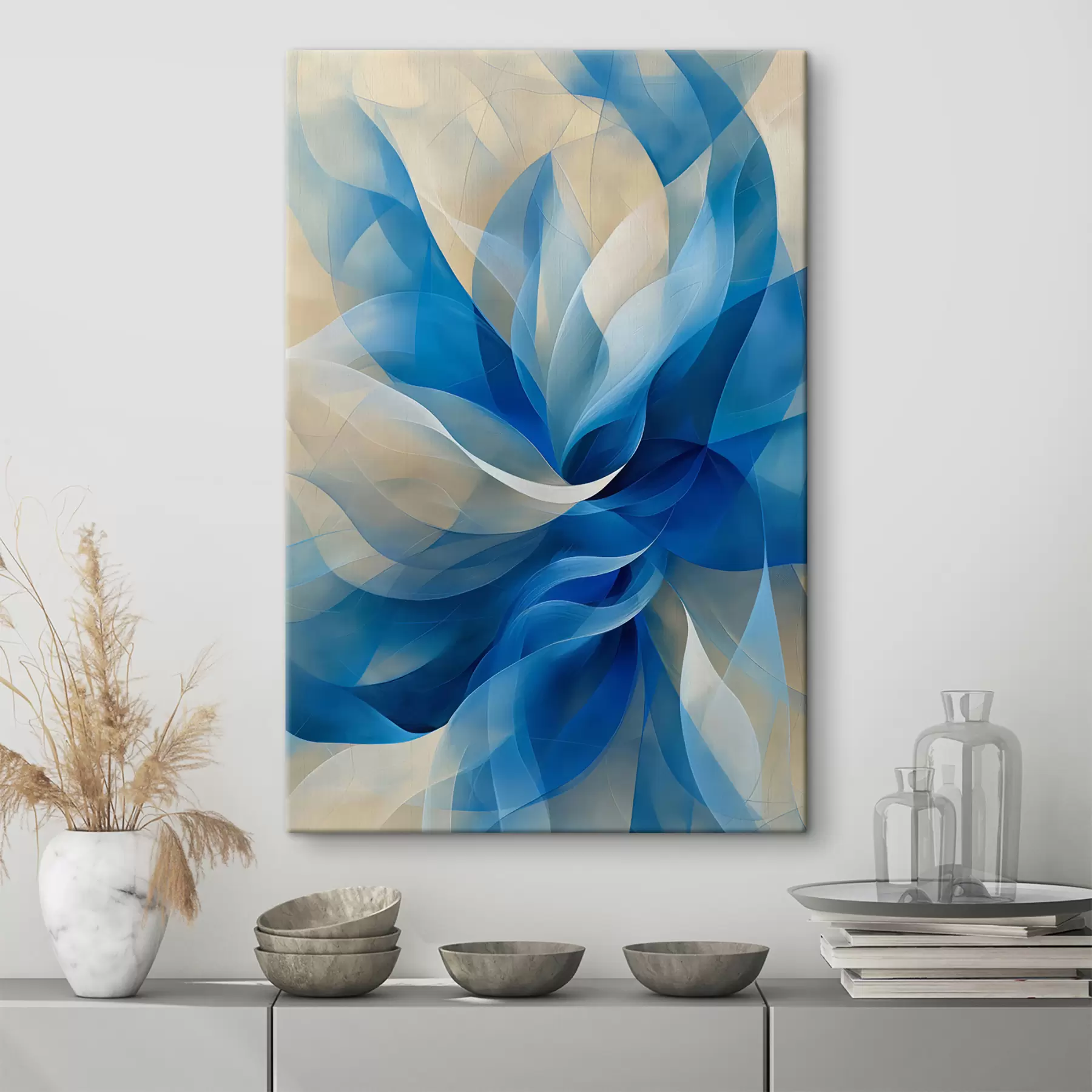 Wandbilder blaue abstrakte Blume s40243