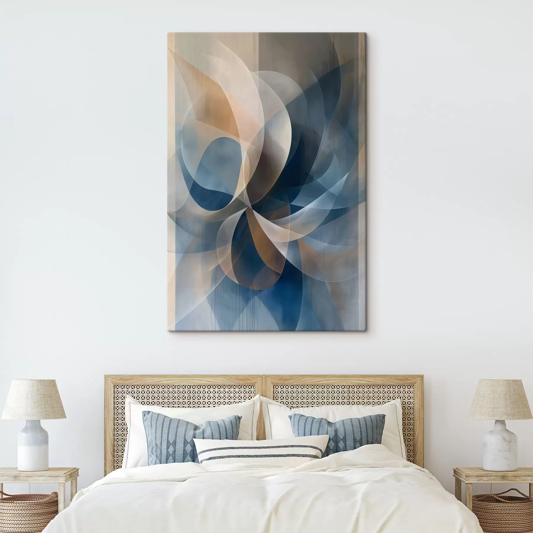 Fototapete blau beige abstrakt blume s40245