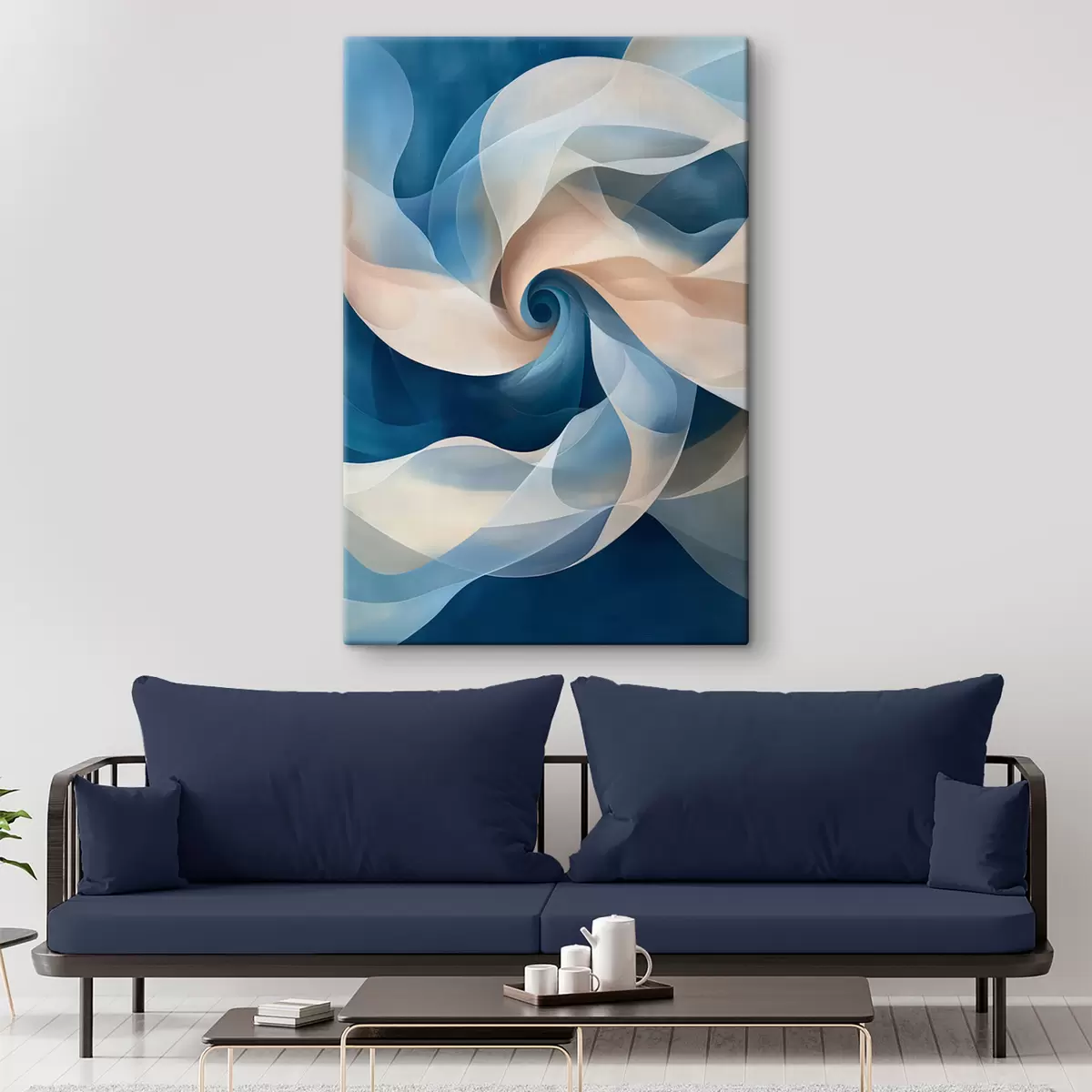 Wandbilder abstrakter Wirbel beige-blau s40249