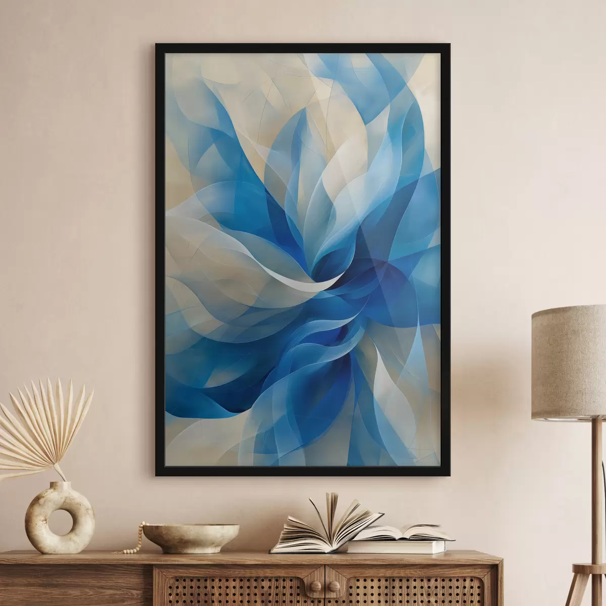 Poster blaue abstrakte Blume f40243