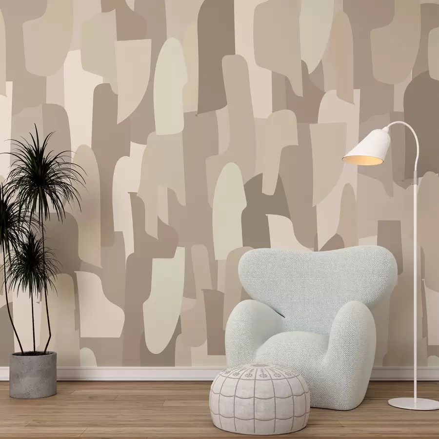 Fototapete abstrakte moderne Kunsttapete in Beigetönen mit Imitation farbiger Stücke, für stilvolles Innendesign w00987
