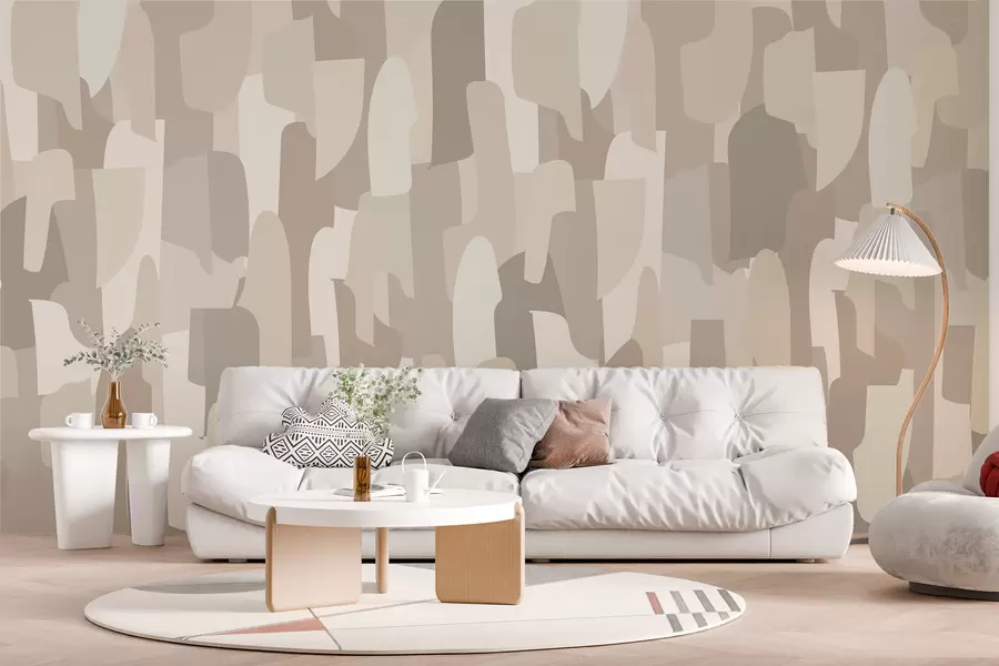 Fototapete abstrakte moderne Kunsttapete in Beigetönen mit Imitation farbiger Stücke, für stilvolles Innendesign w00987