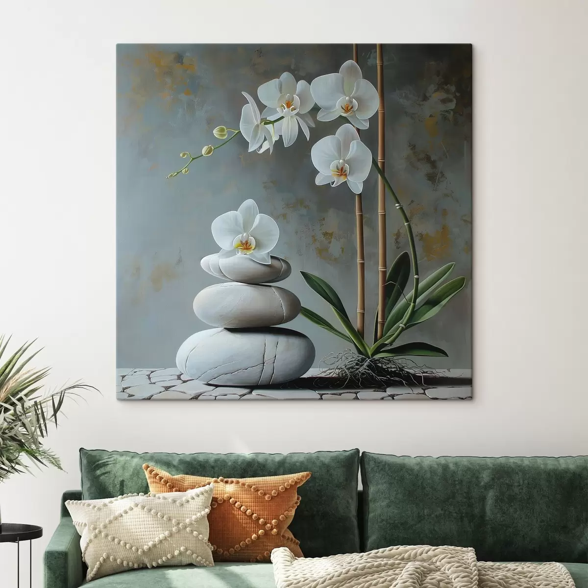 Wandbilder Orchidee auf einer grauen Wand s40368