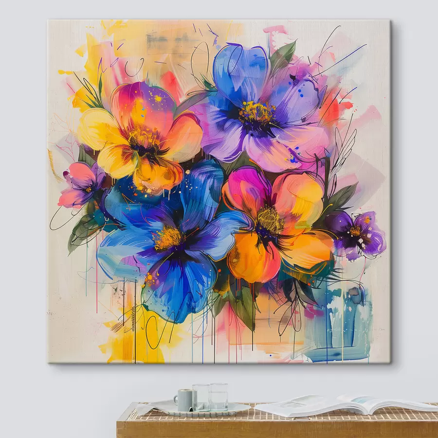 Wandbilder Blumen auf abstraktem Hintergrund s40373