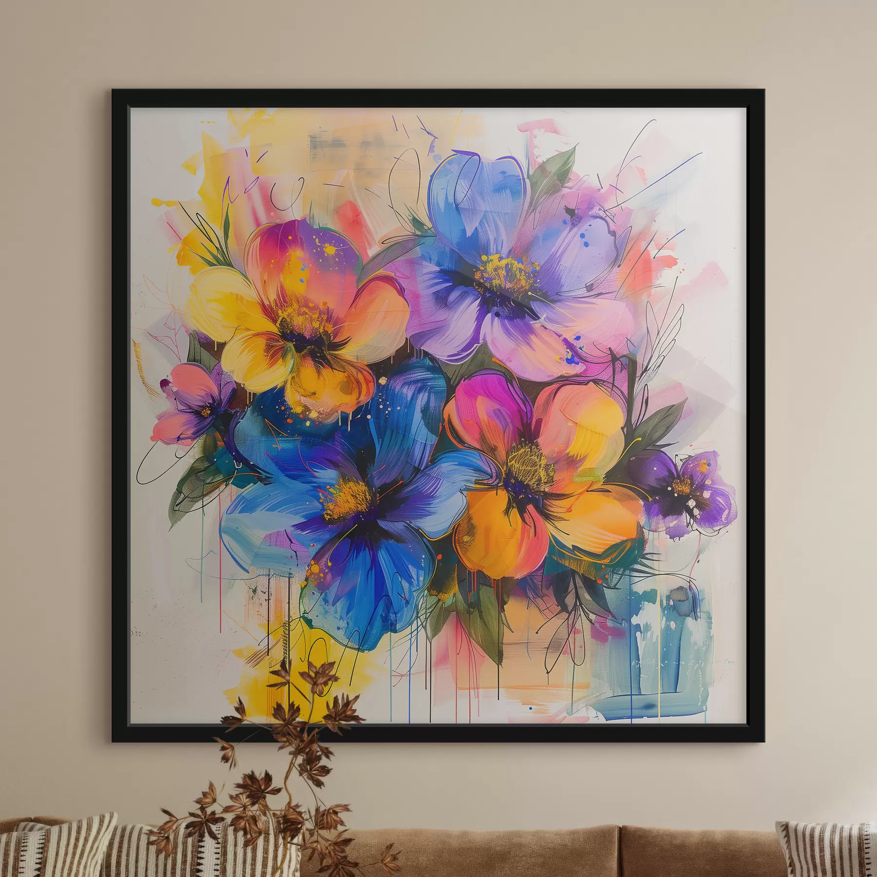 Fototapete Blumen auf abstraktem Hintergrund f40373