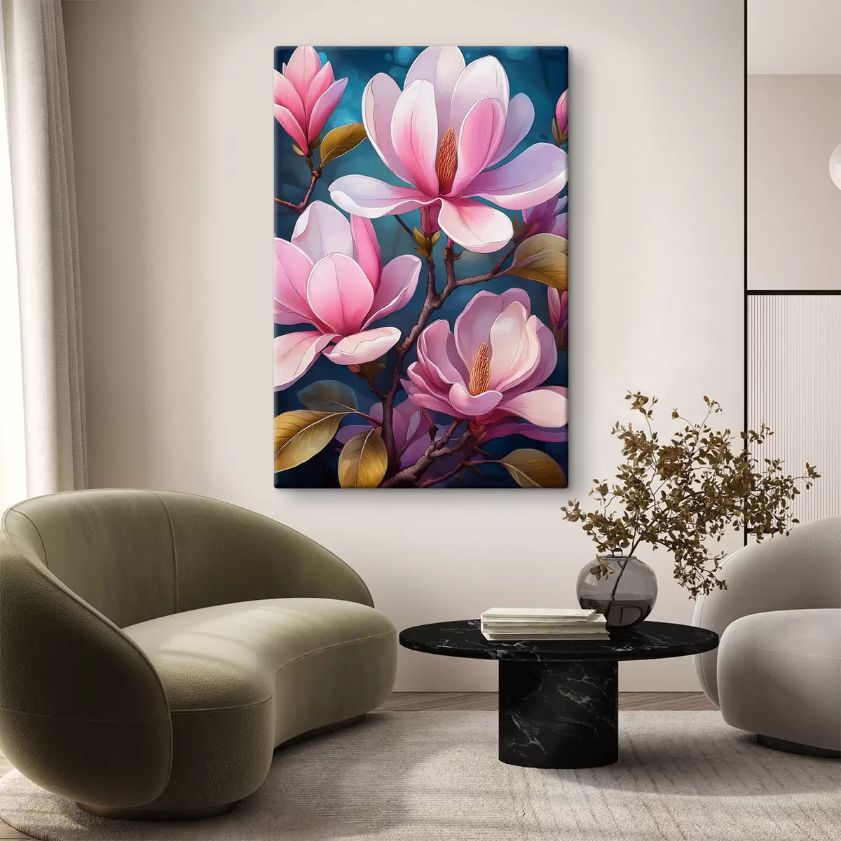 Wandbilder Magnolienblüten, rosa Magnolie, große Blüten s40425