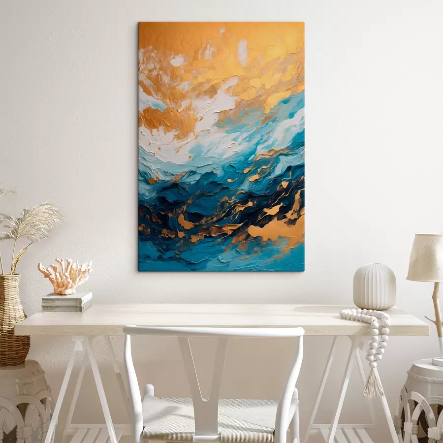 Wandbilder Abstraktes Gemälde mit Blau- und Weißtönen s40328