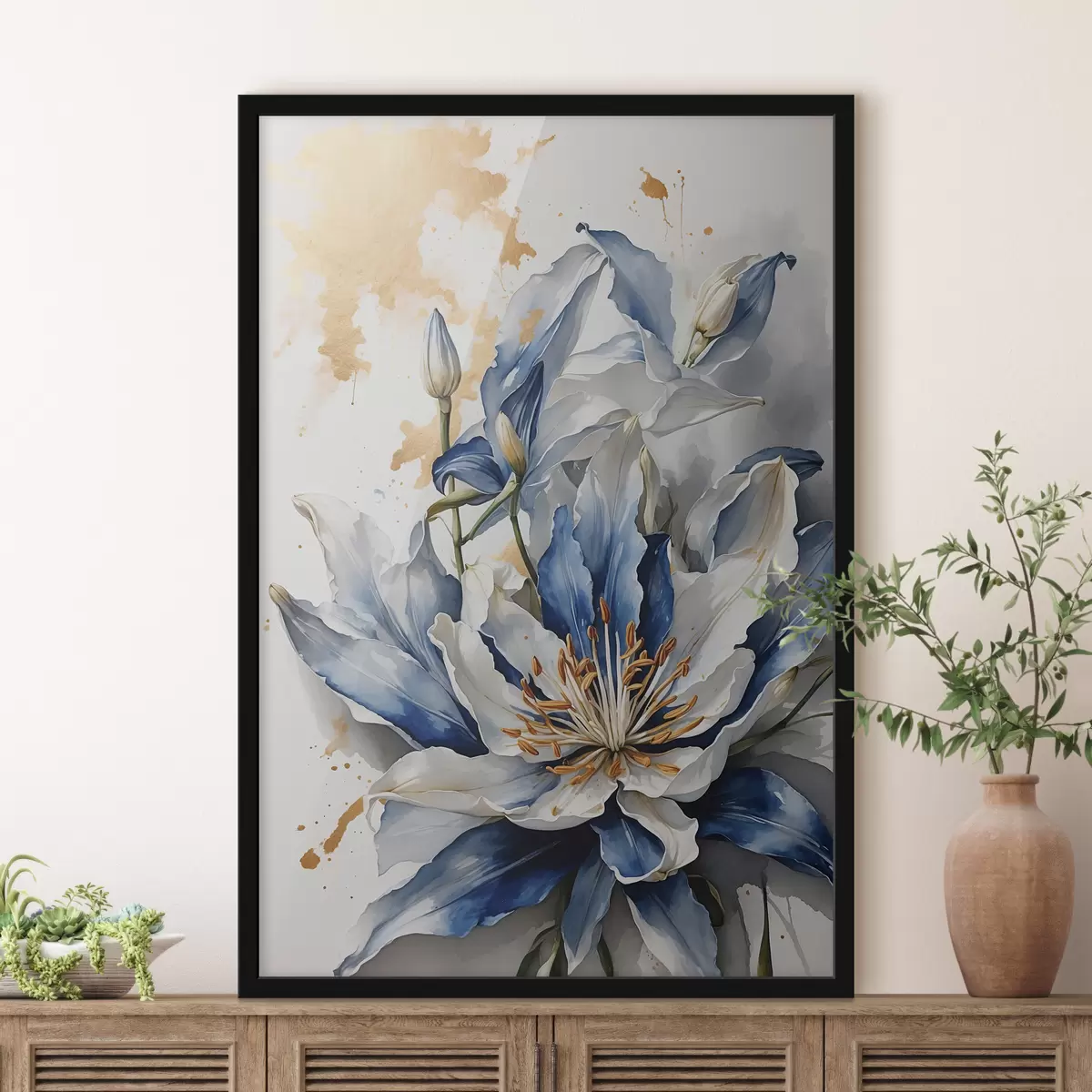 Poster Lilie auf weißem Hintergrund f40329