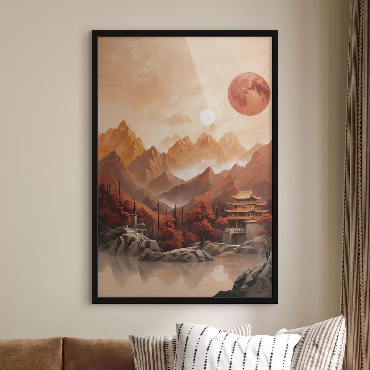 Poster Chinesisches historisches Gebäude in den Bergen f40330