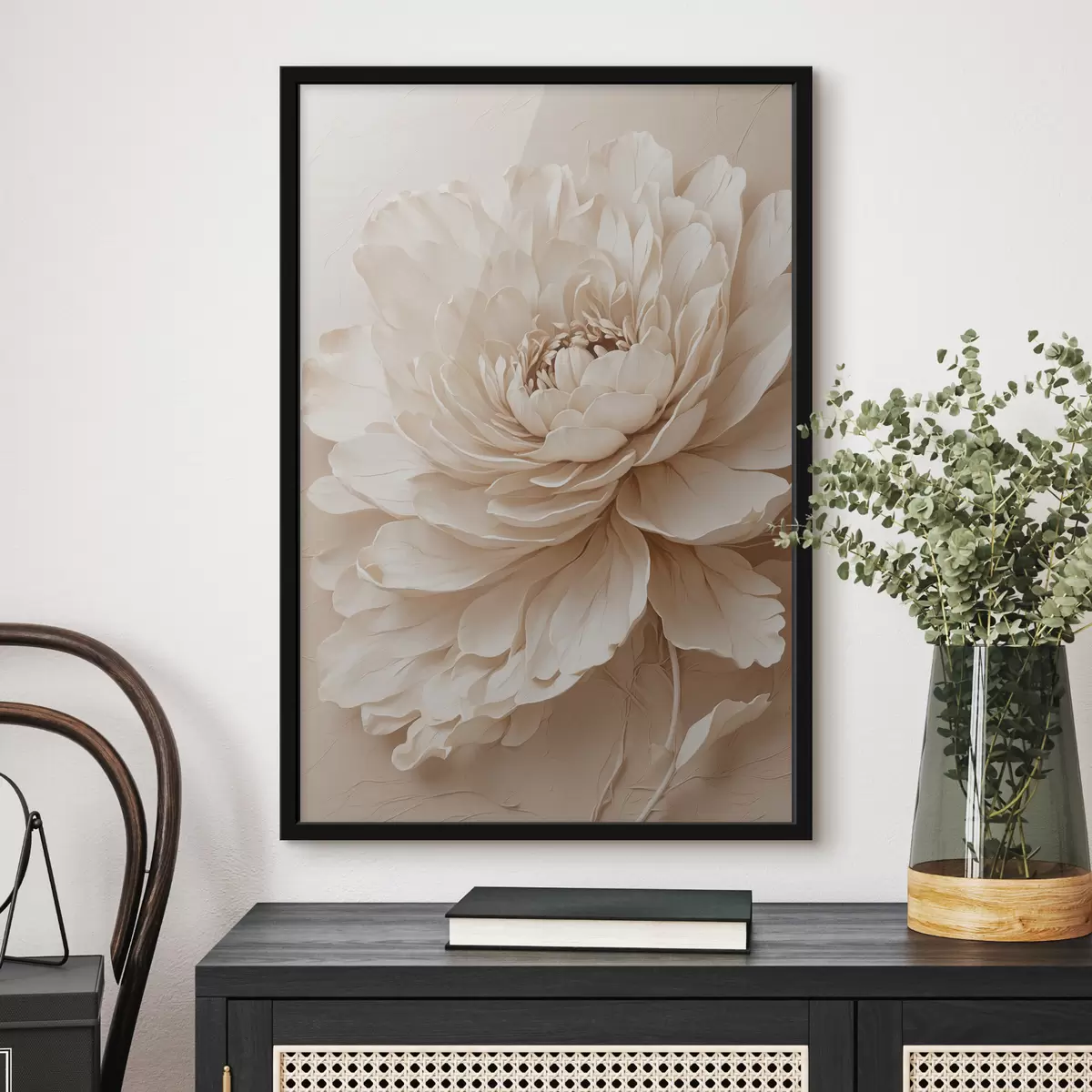 Poster Beige Blume auf beigem Hintergrund f40331
