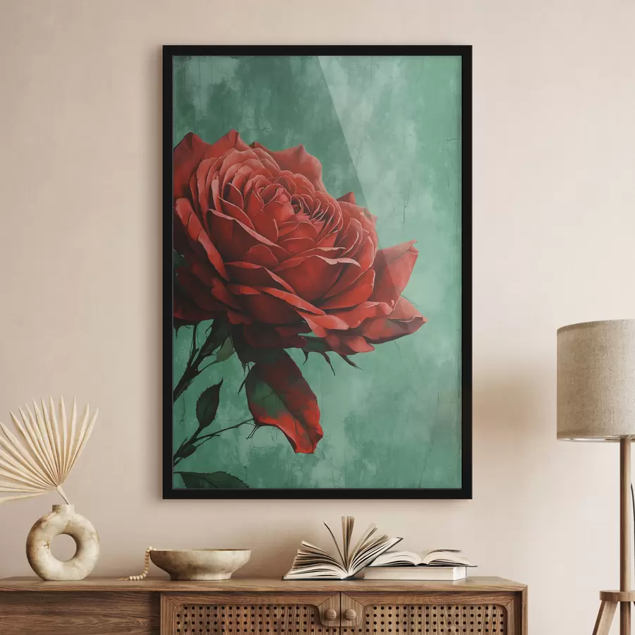 Fototapete Rose auf grünem Hintergrund f40339