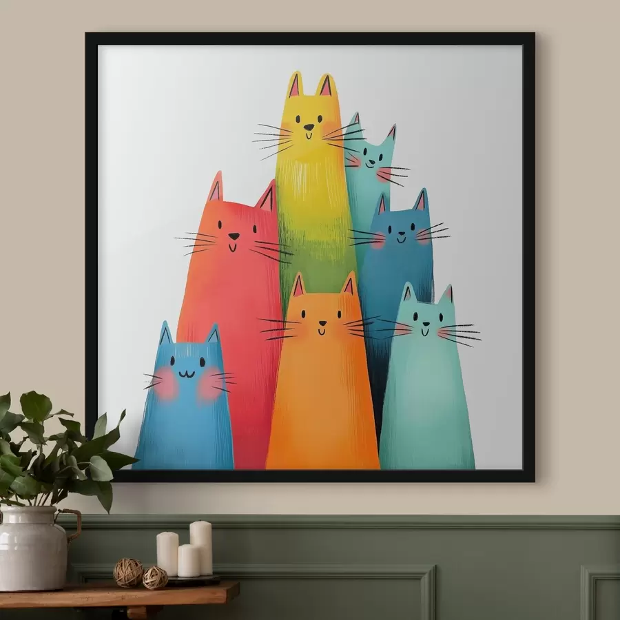 Fototapete Abstrakte bunte Katzen f40041