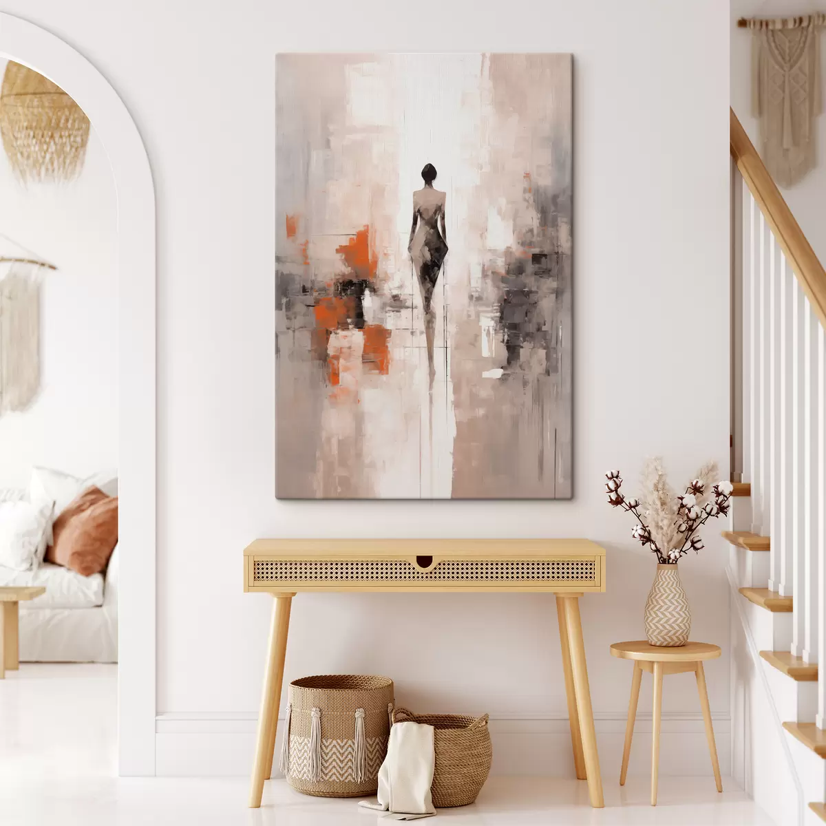 Wandbilder Abstrakte Silhouette einer Frau, Nachahmung von Abschürfungen und Pinselstrichen s40485