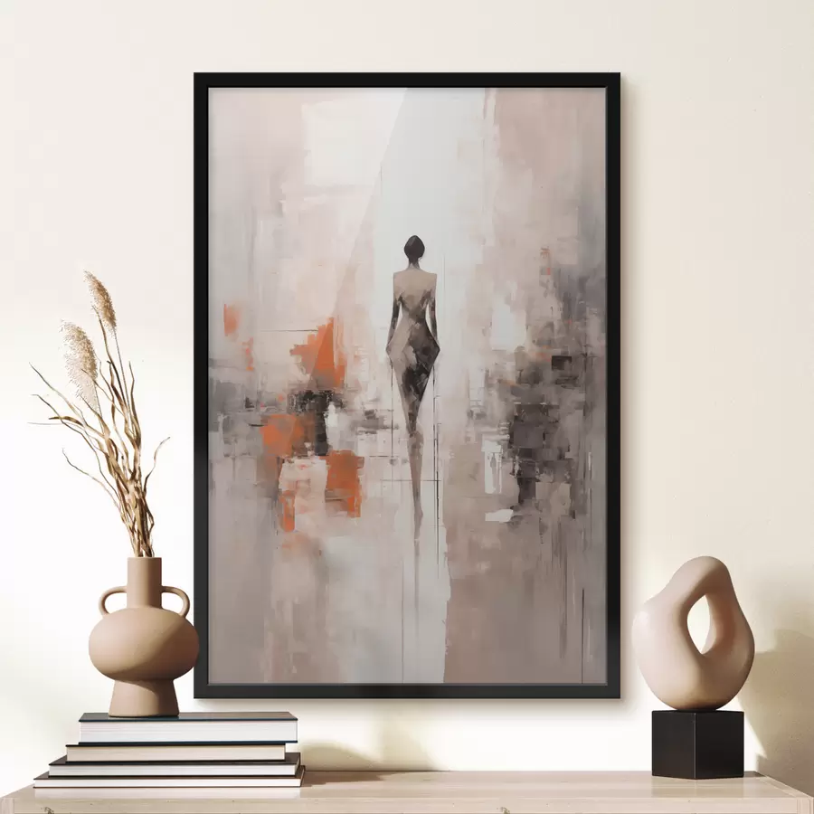 Wandbilder Abstrakte Silhouette einer Frau, Nachahmung von Abschürfungen und Pinselstrichen f40485