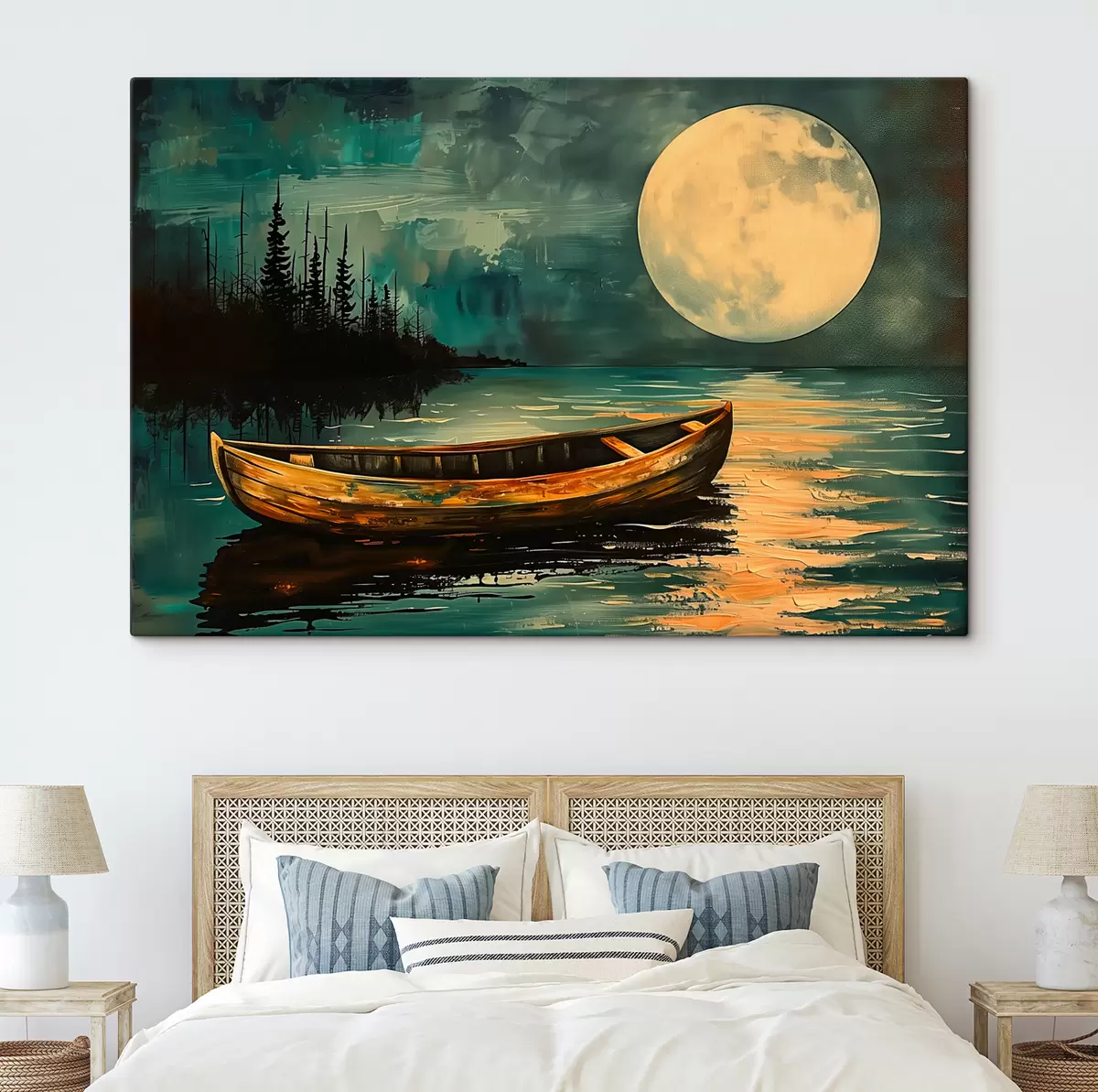 Wandbilder Boot auf dem Hintergrund des Sternenhimmels s40442